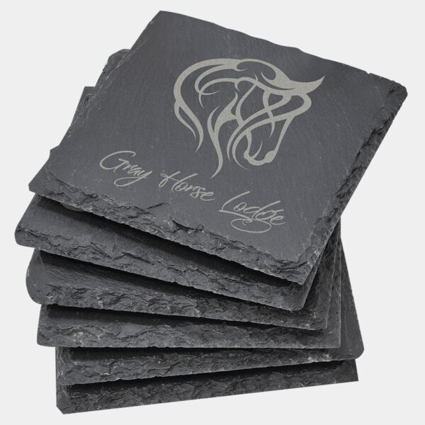 4" x 4" Square Slate Coaster Set-6 Piece Thumbnail
